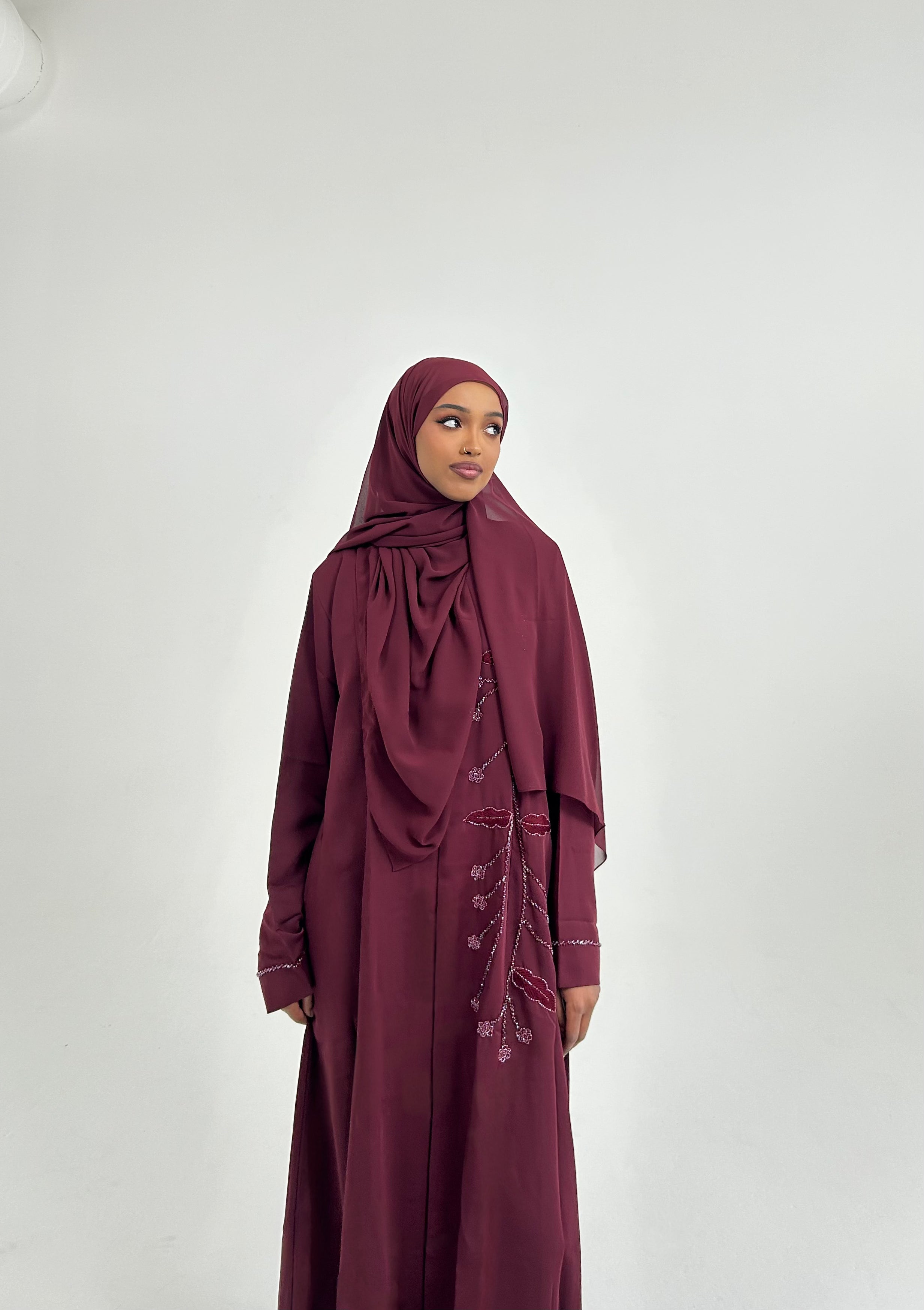 MAROON VINE ABAYA