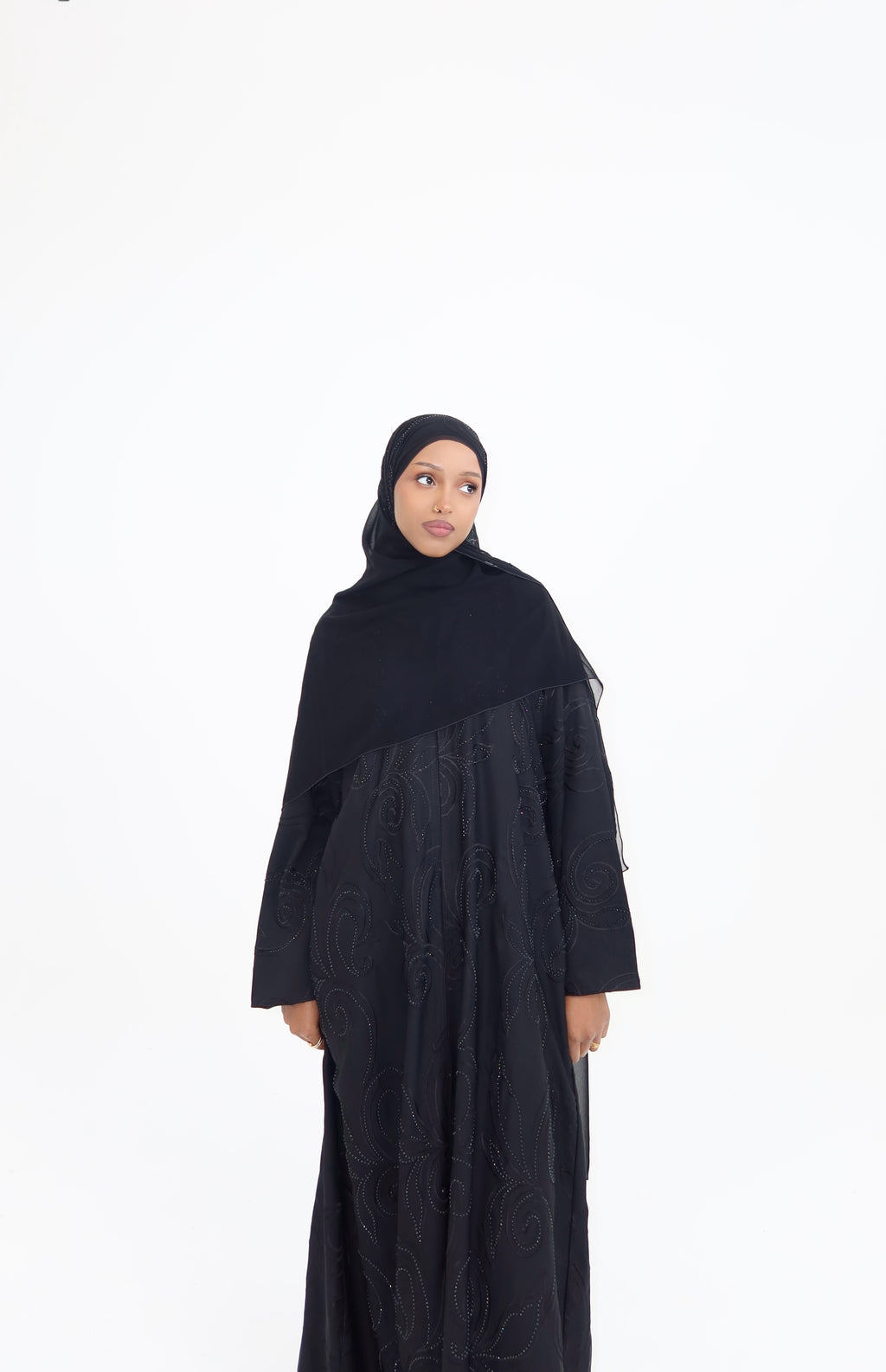 Sparkly Floral Nida Black Abaya