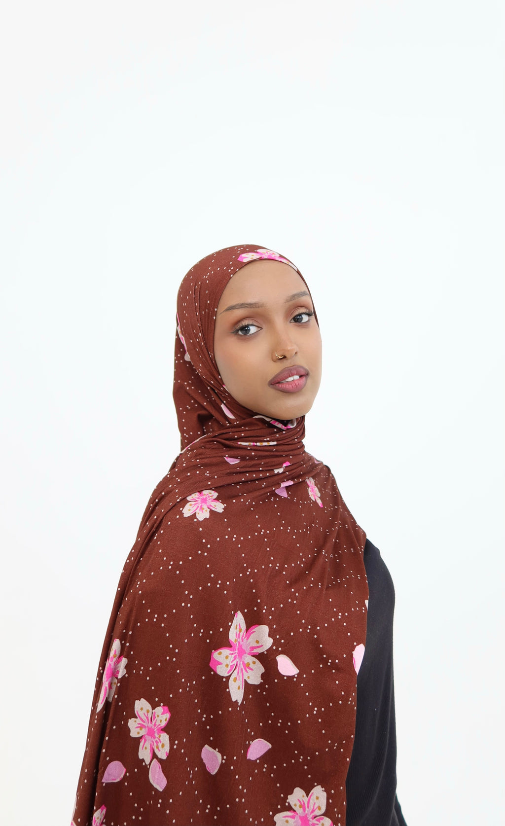 Chocolate Floral Jersey Hijab