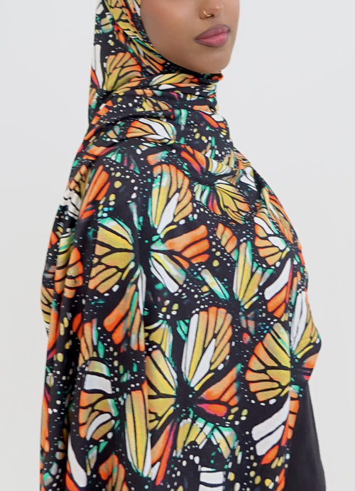 Butterfly Print Jersey Hijab