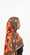 Red Floral Print Jersey Hijab