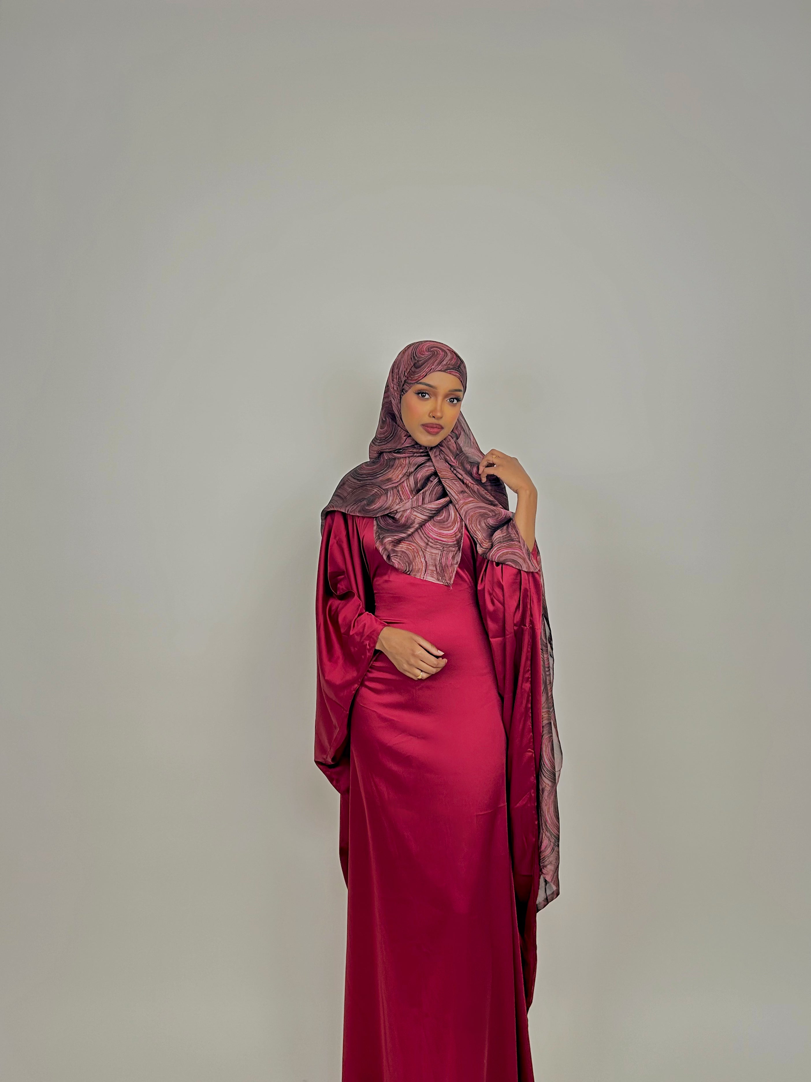 Batwing Style Satin Dress – Nasri and Nasib