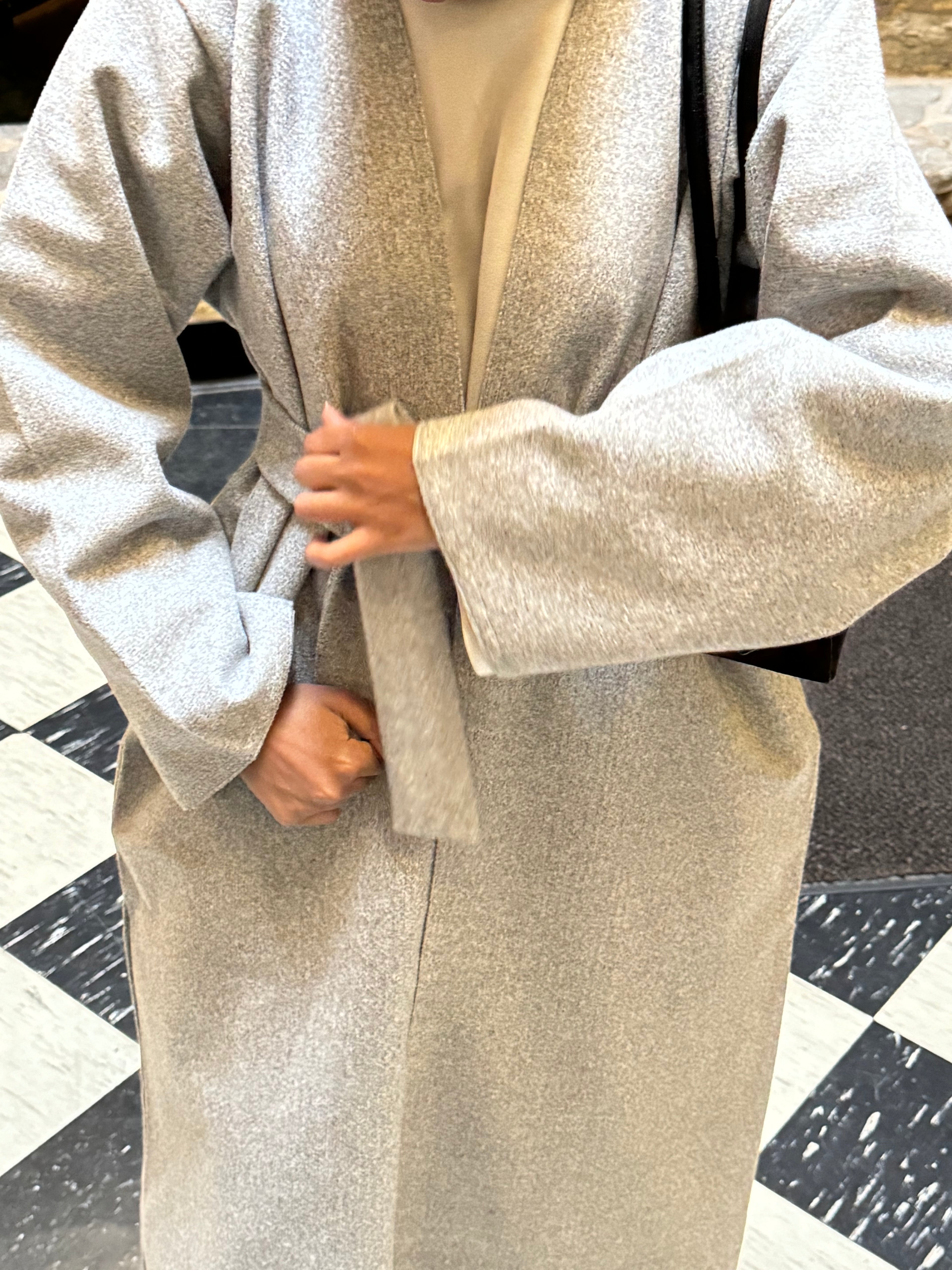 Textured Wool Abaya Coat