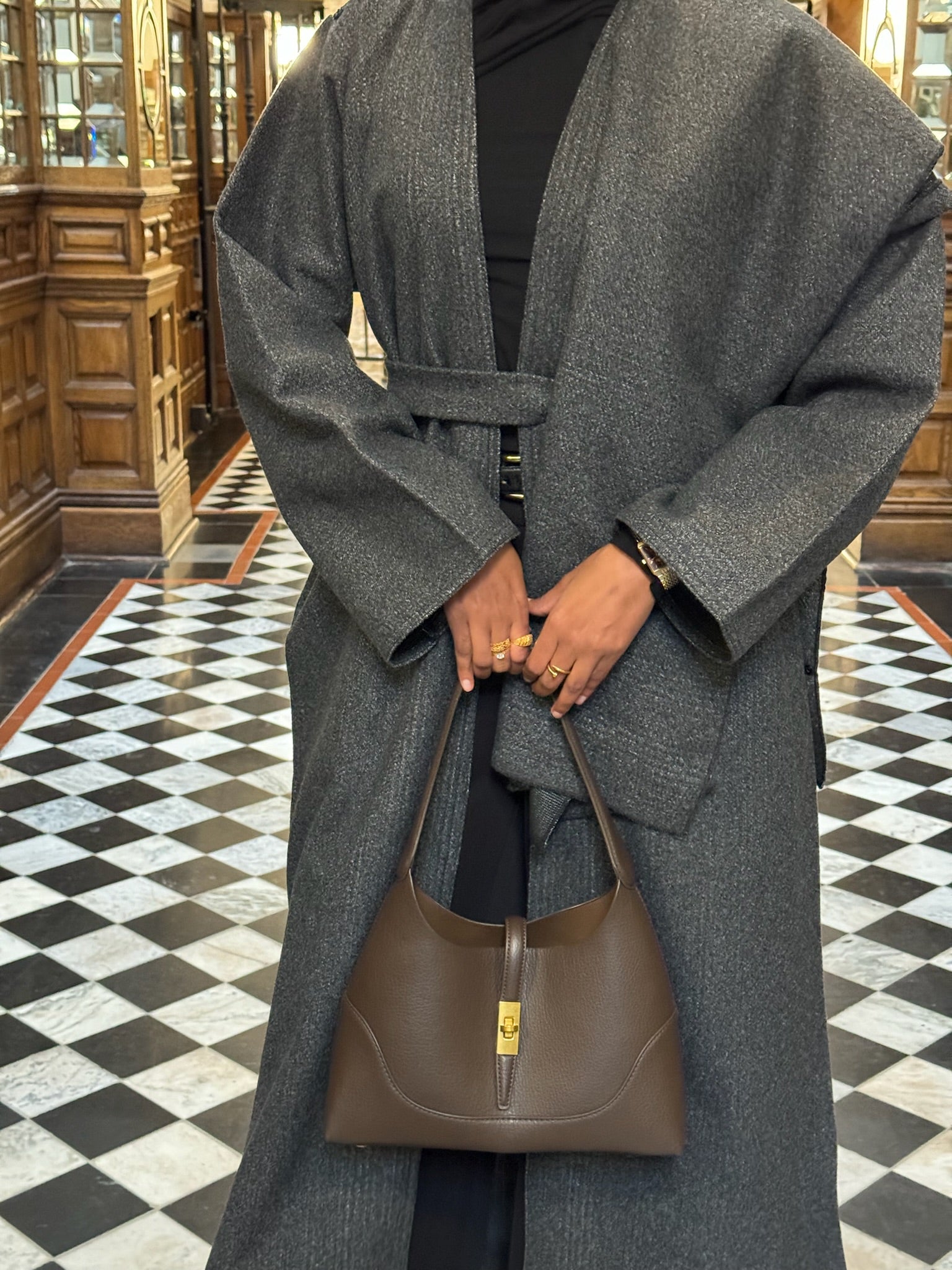 Textured Wool Abaya Coat