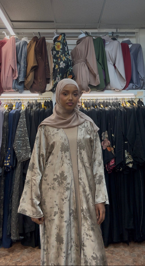 3 Piece Printed Abaya Set