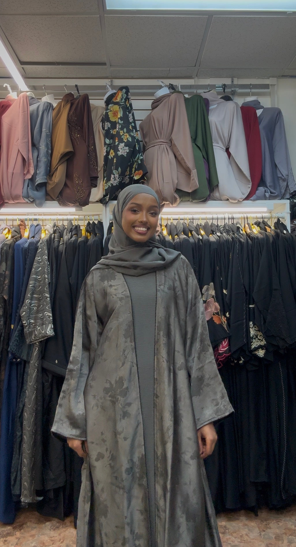 3 Piece Printed Abaya Set