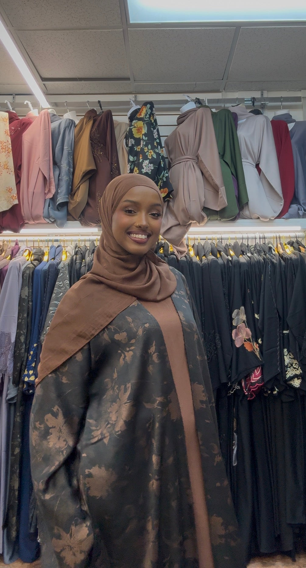 3 Piece Printed Abaya Set