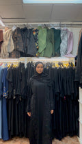 Midnight Embroidered Rhinestone Closed Abaya Set