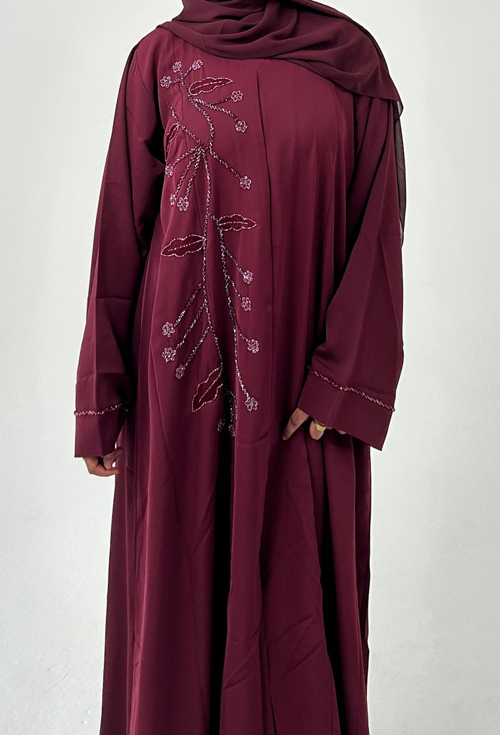 MAROON VINE ABAYA