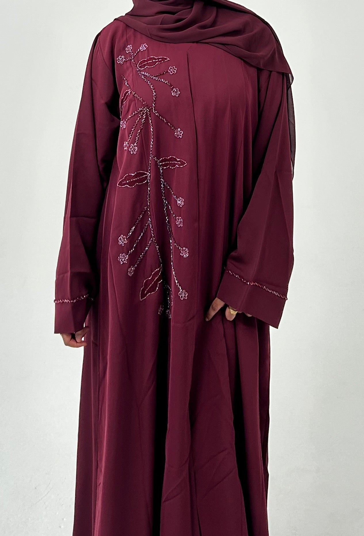 MAROON VINE ABAYA