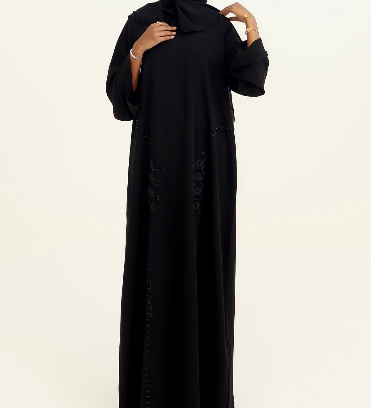 Classic Floral Stitch Abaya (bottom half)