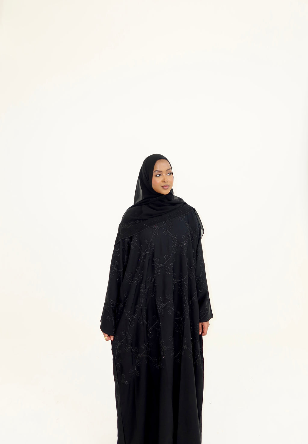 Baby's Breath Black Abaya
