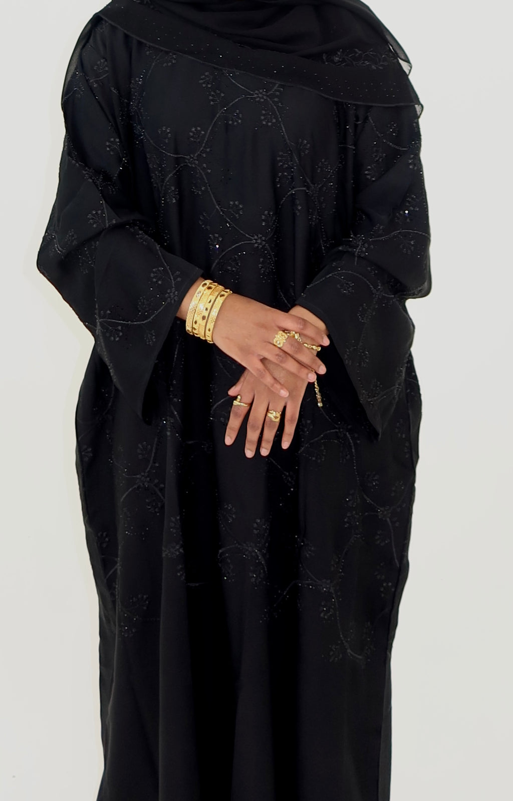 Baby's Breath Black Abaya