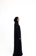 Sparkly Floral Chiffon Black Abaya