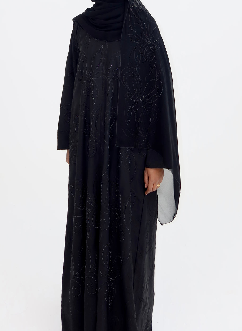 Sparkly Floral Nida Black Abaya