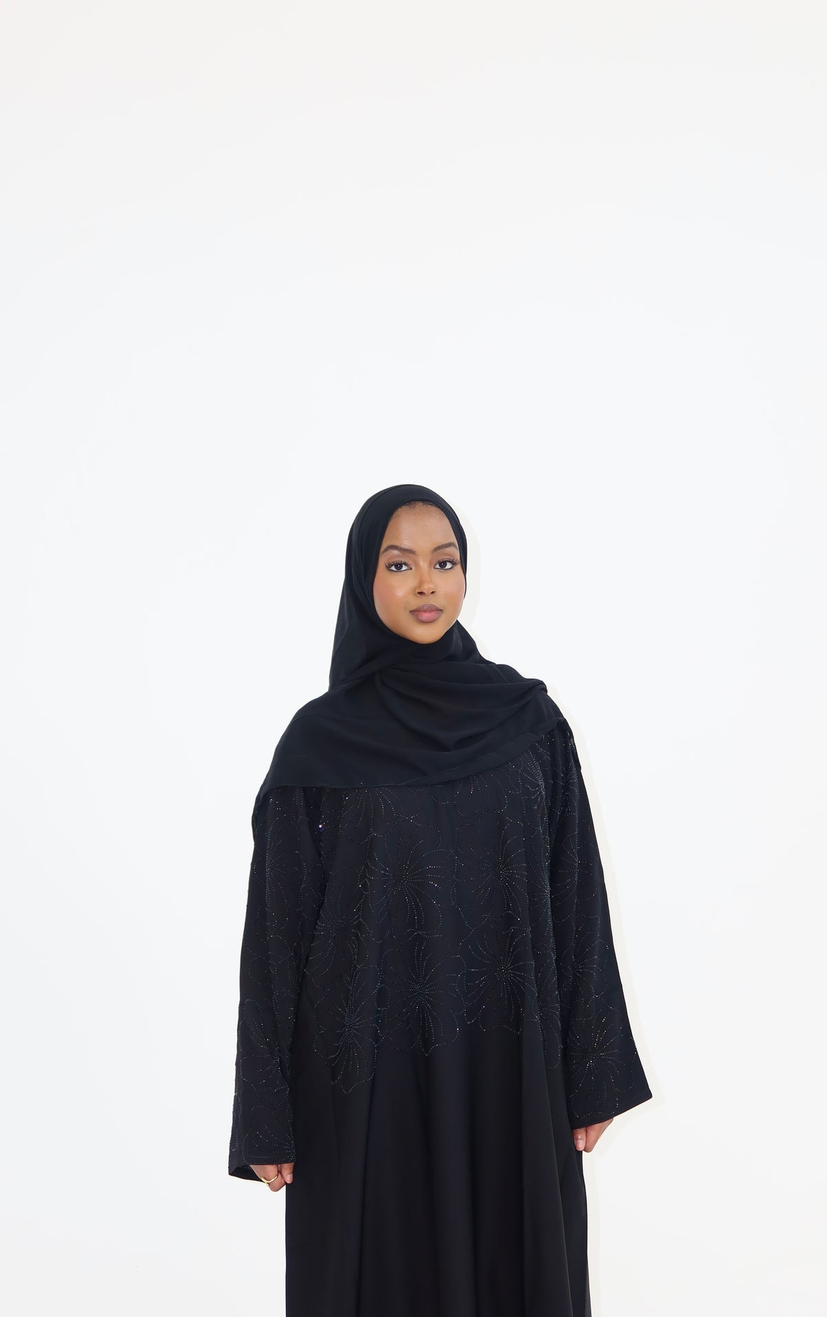 Floral Rhinestone Abaya