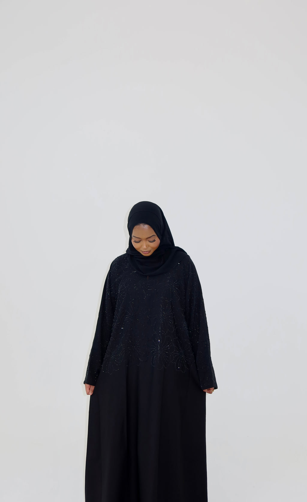 Floral Rhinestone Abaya