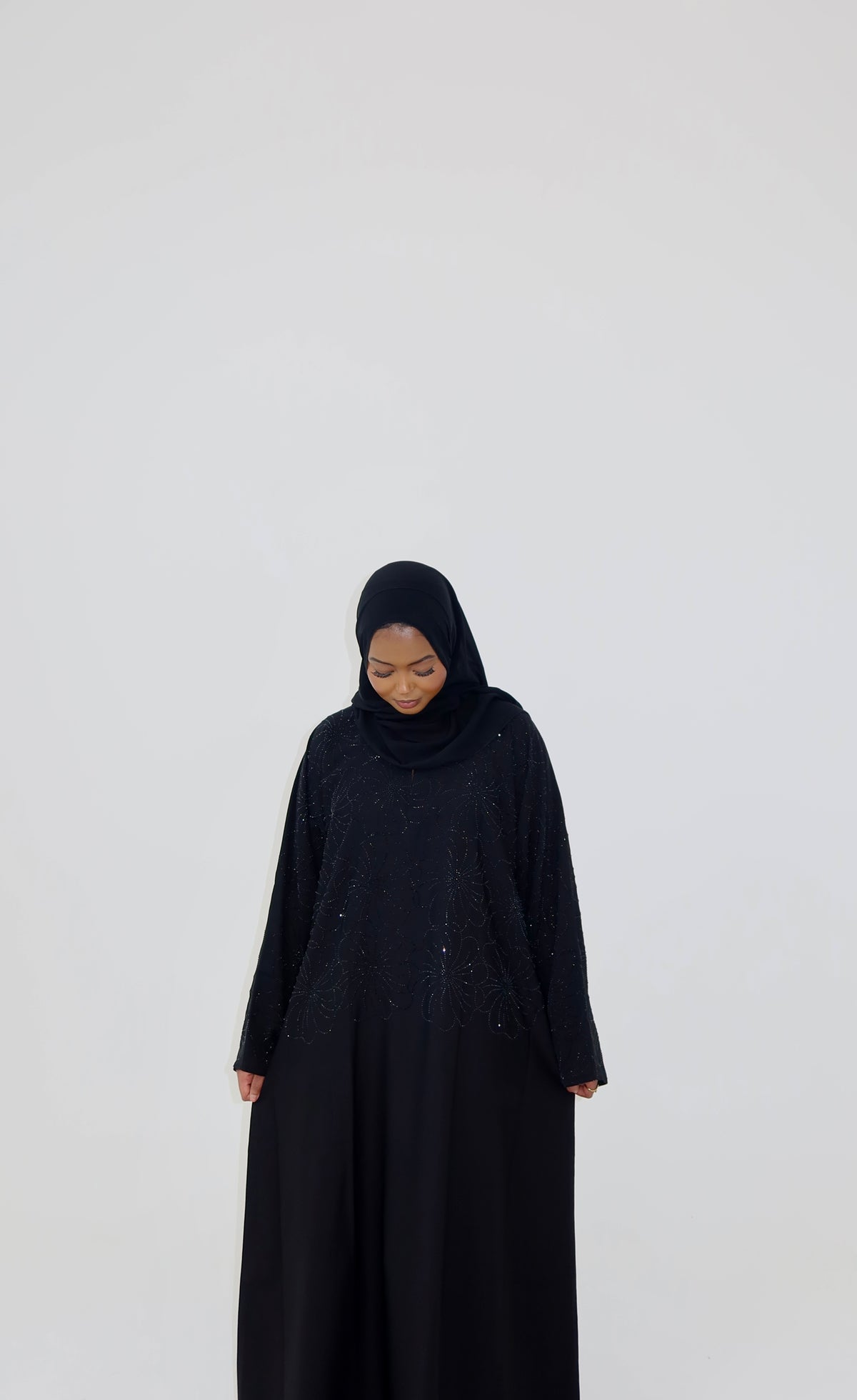 Floral Rhinestone Abaya