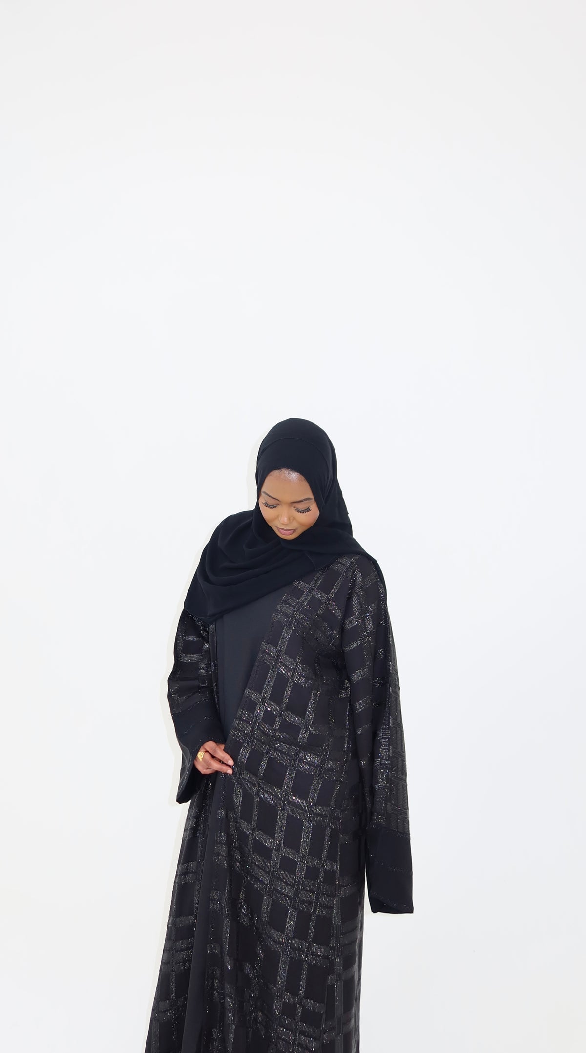 3 - Piece Textured Shear Abaya