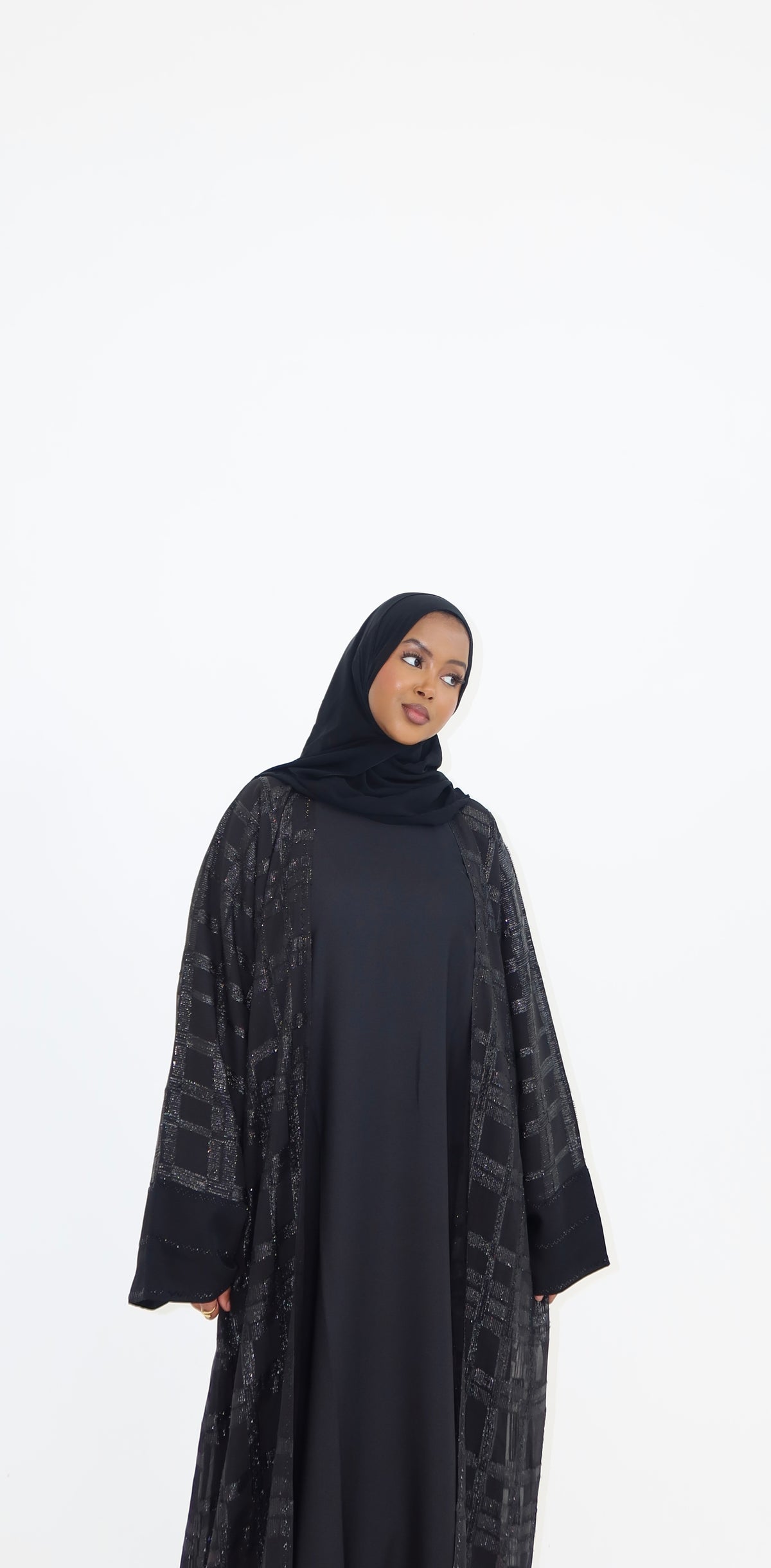 3 - Piece Textured Shear Abaya