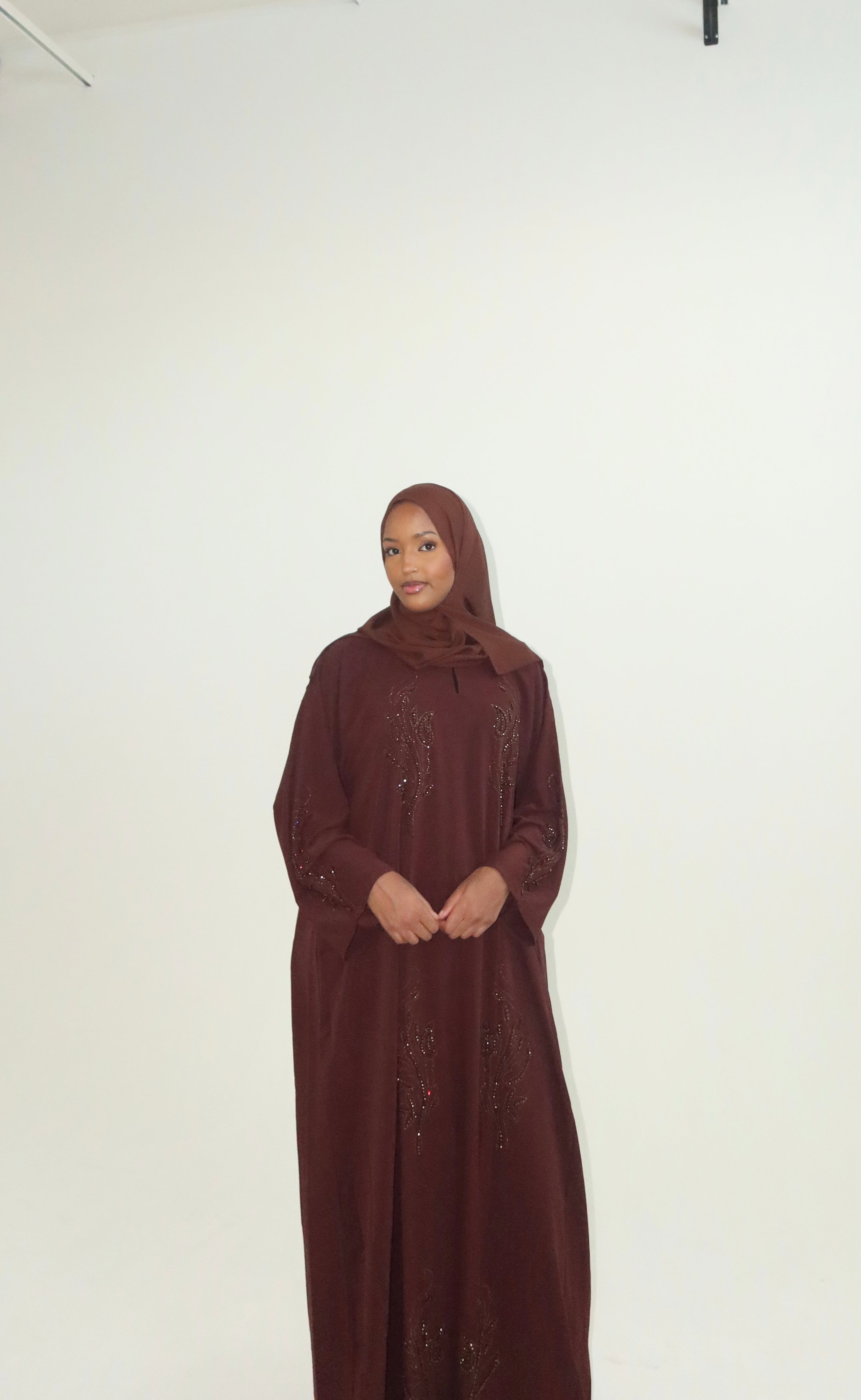 Hot Brown Beaded Abaya