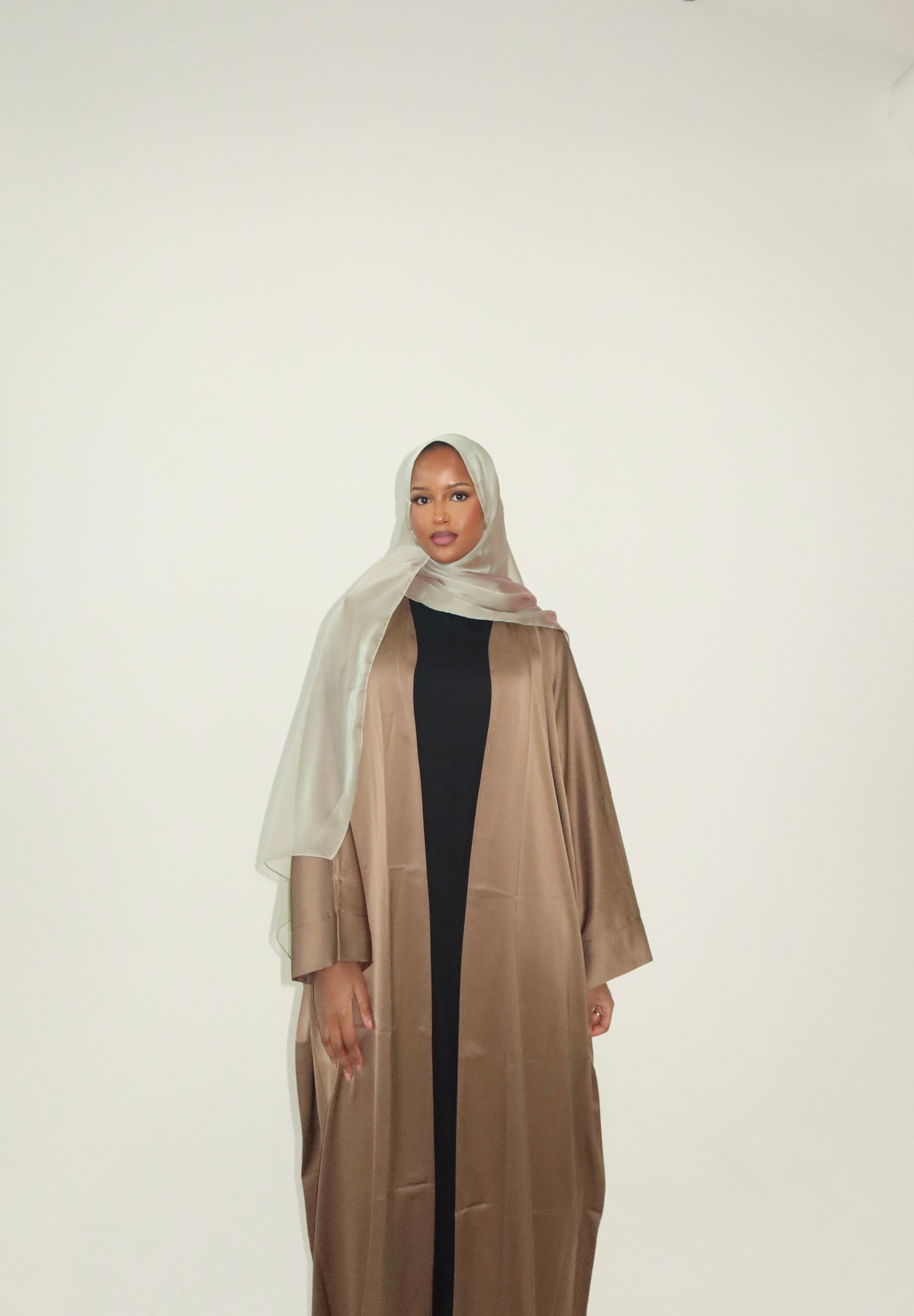 Satin & Organza Wide Sleeve Abaya Set