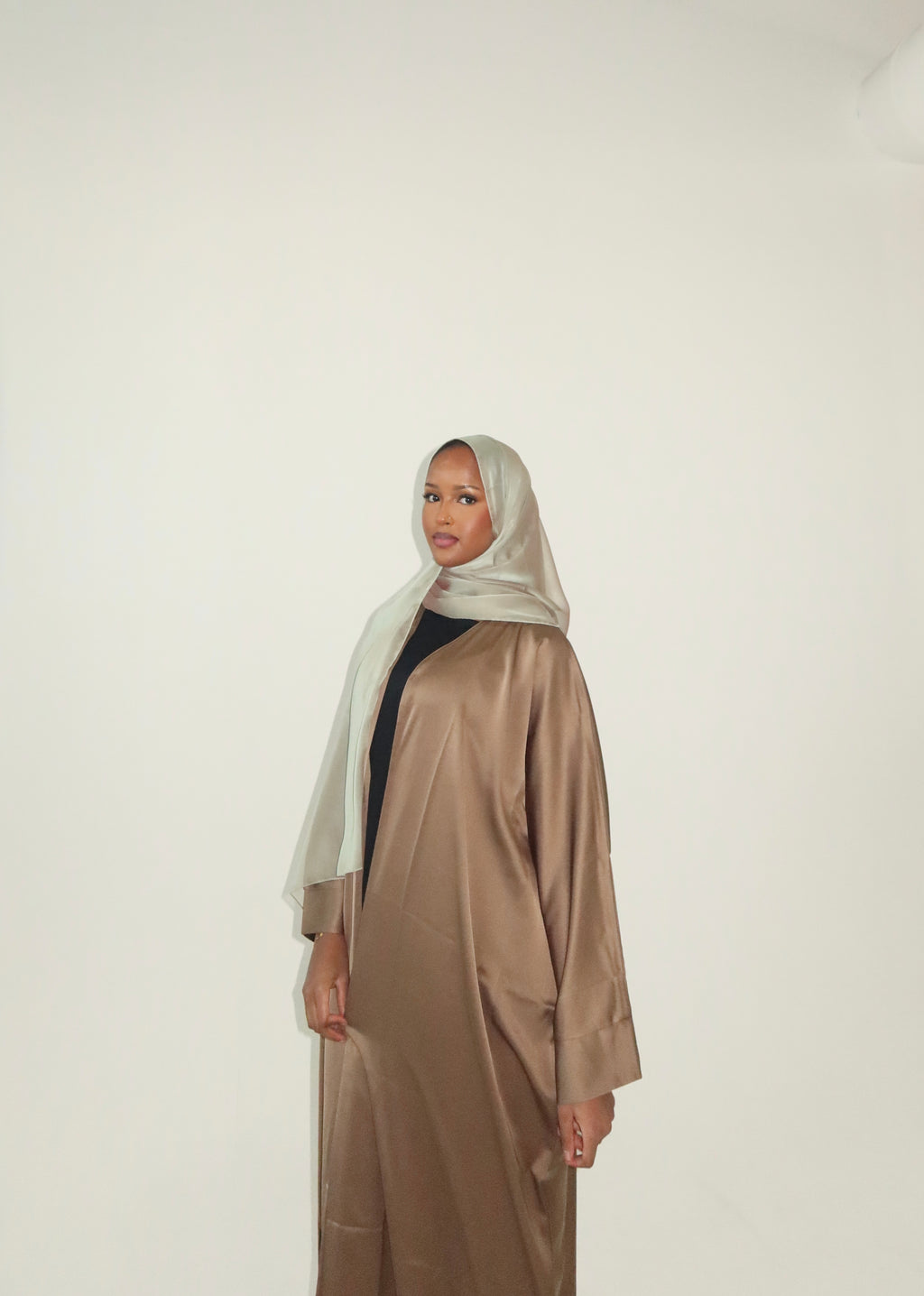 Satin & Organza Wide Sleeve Abaya Set