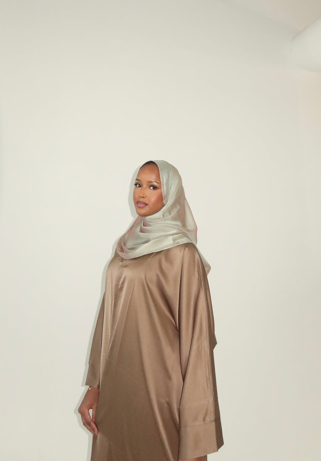Satin & Organza Wide Sleeve Abaya Set
