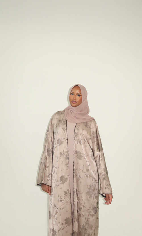 3 Piece Printed Abaya Set
