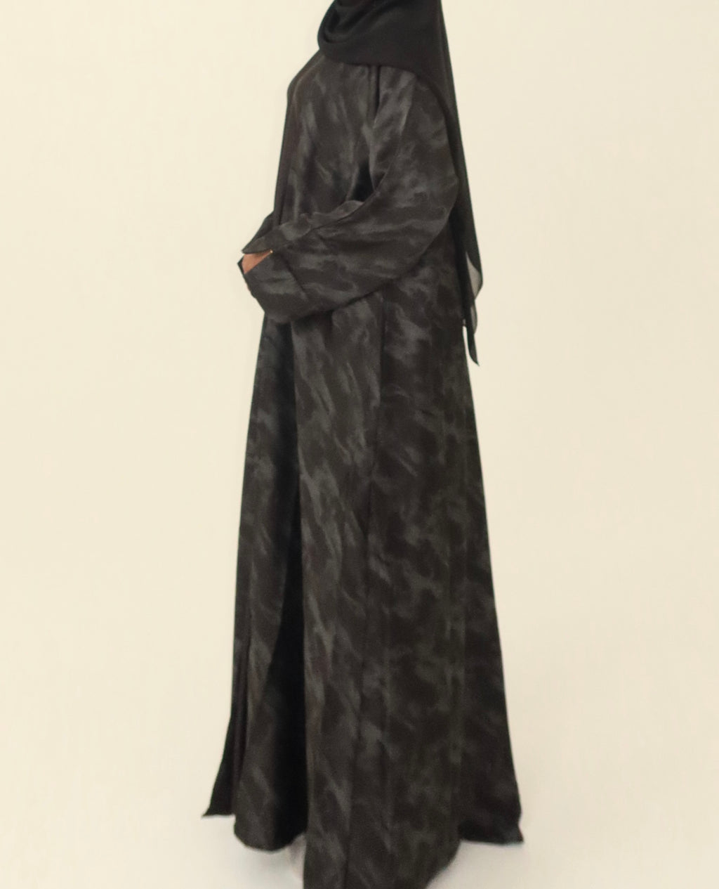 Printed Satin Abaya (smoke print)